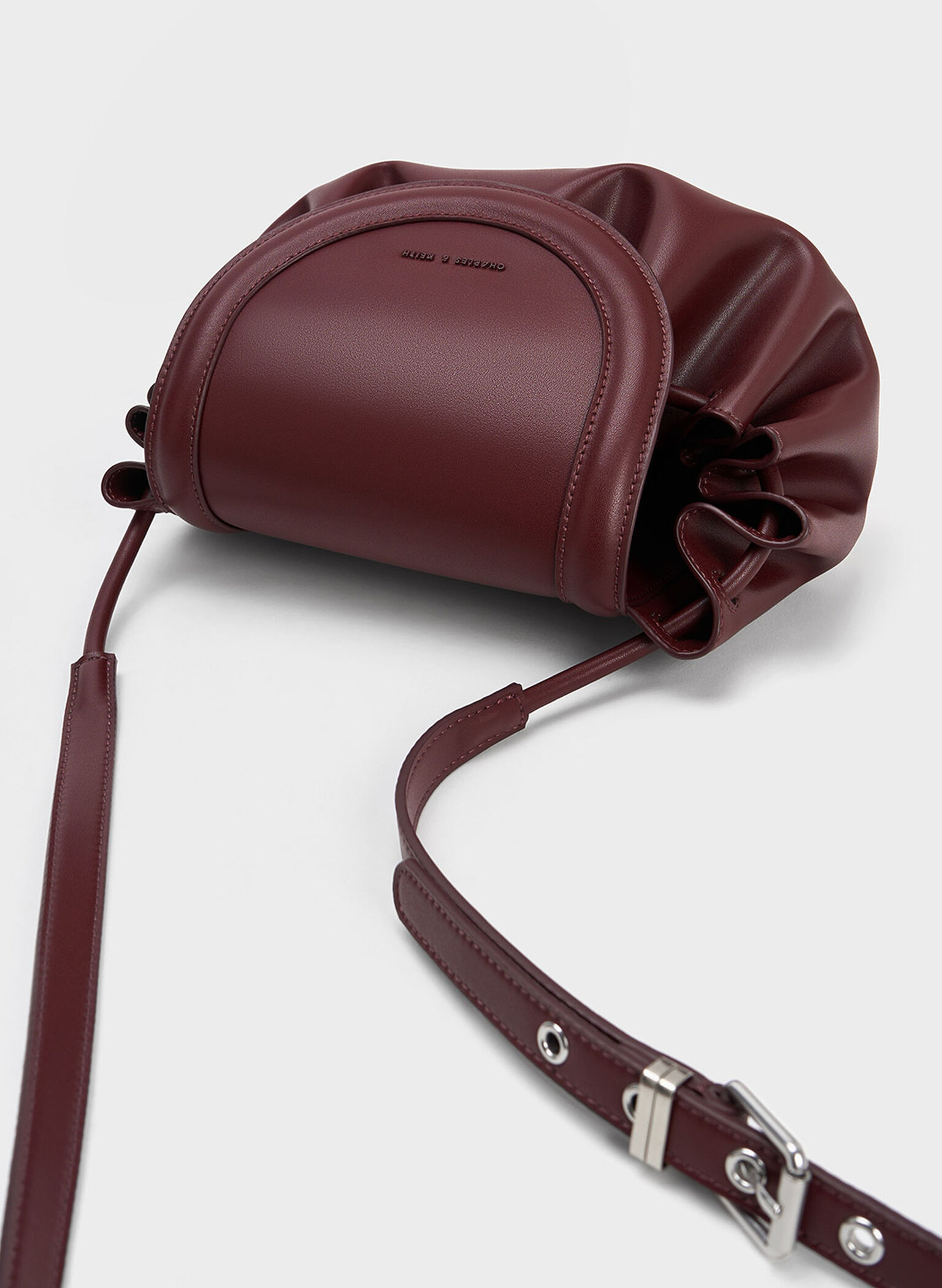 Blossom Curved Flap Crossbody Bag, Dark Chocolate, hi-res