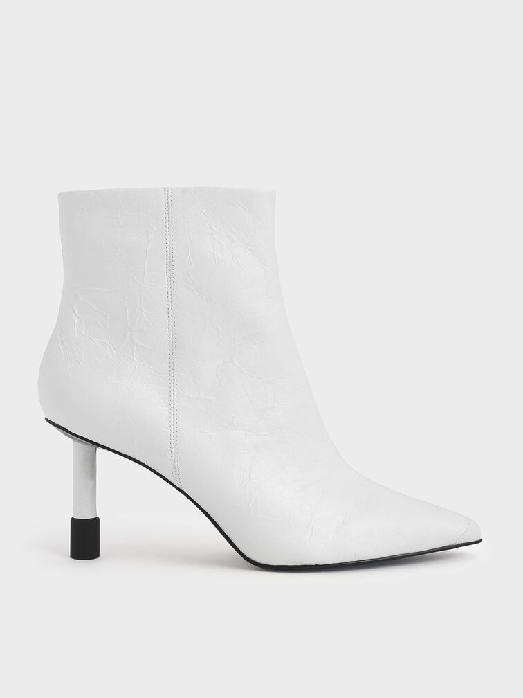 Stiletto Heel Ankle Boots, White, hi-res