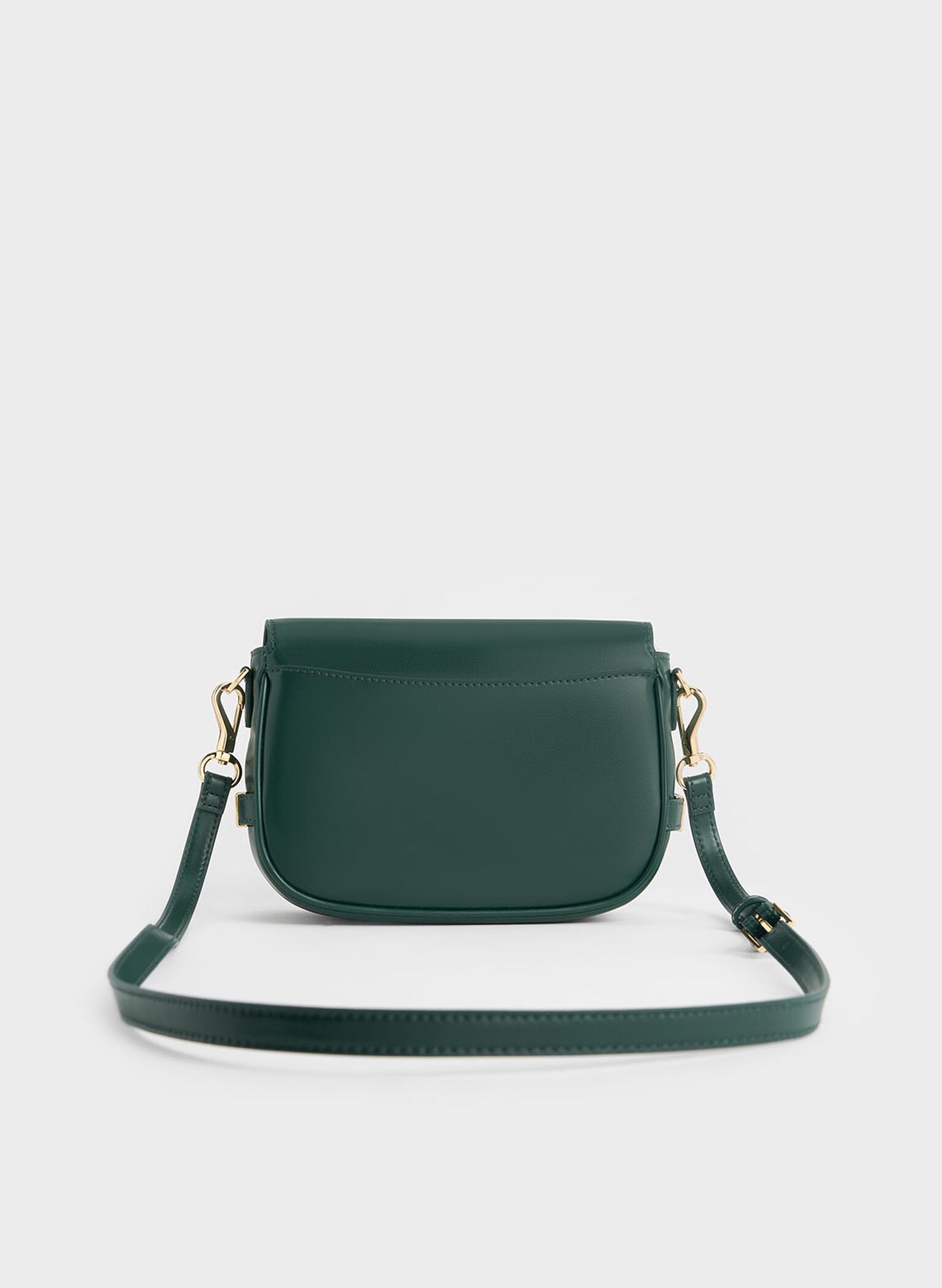 Aurelia Metallic-Accent Saddle Bag, Dark Green, hi-res