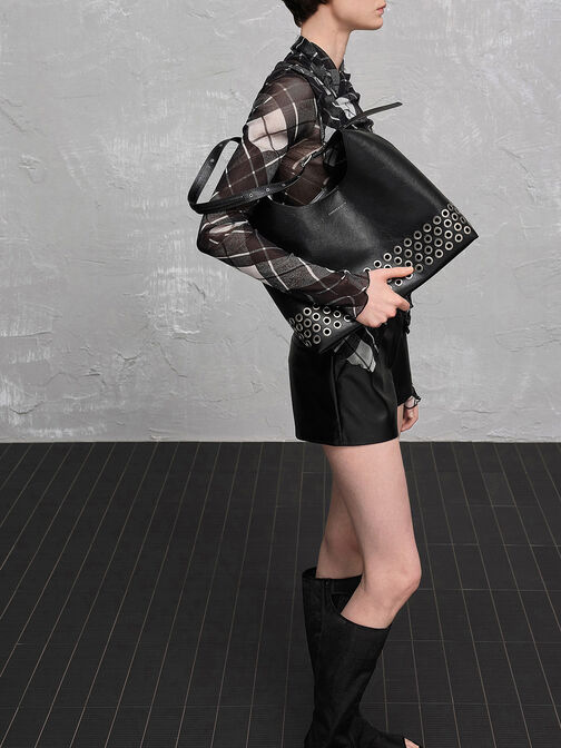 Liv Grommet Hobo Bag, Noir, hi-res