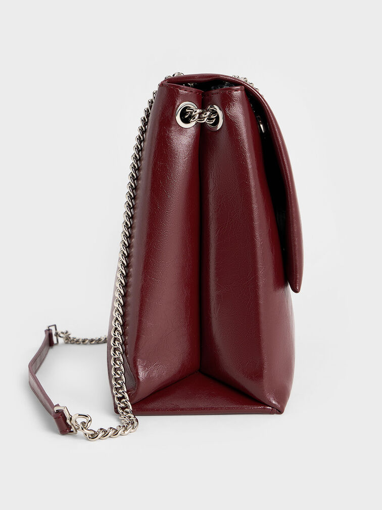 Sianna Chain-Handle Shoulder Bag, Burgundy, hi-res