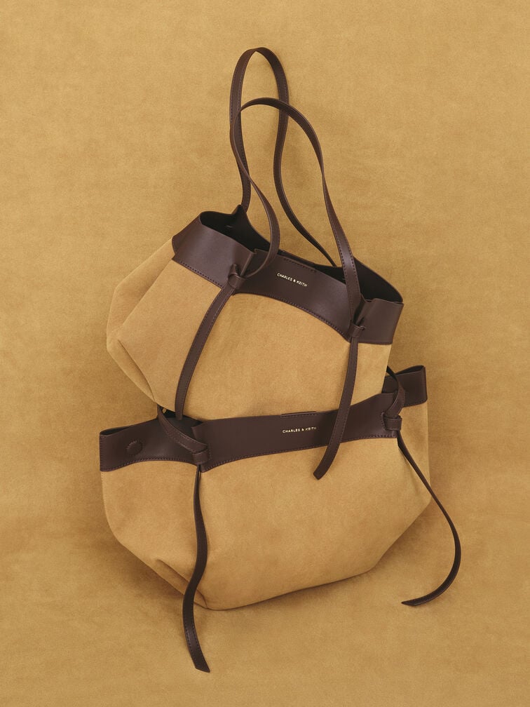 Large Calla Suede Tote Bag, Sahara Sand, hi-res