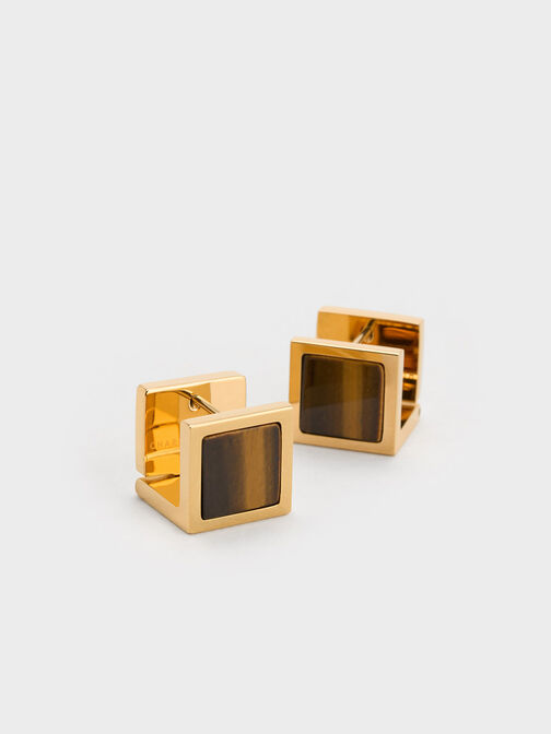 Briar Square Stud Earrings, Cognac, hi-res