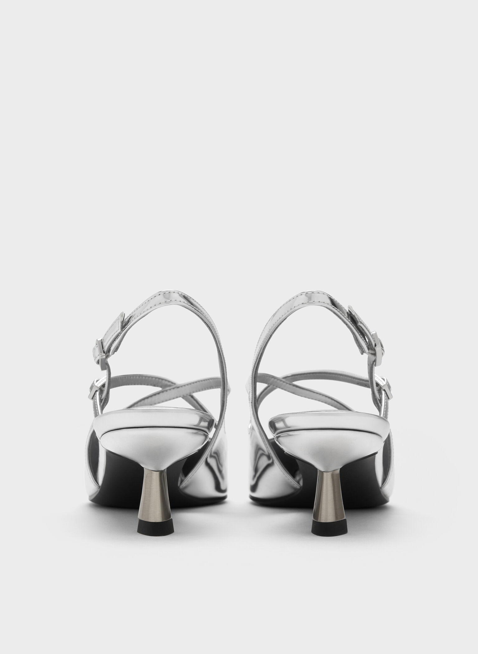 Pauline Metallic Crossover Slingback Kitten Heels, Silver, hi-res