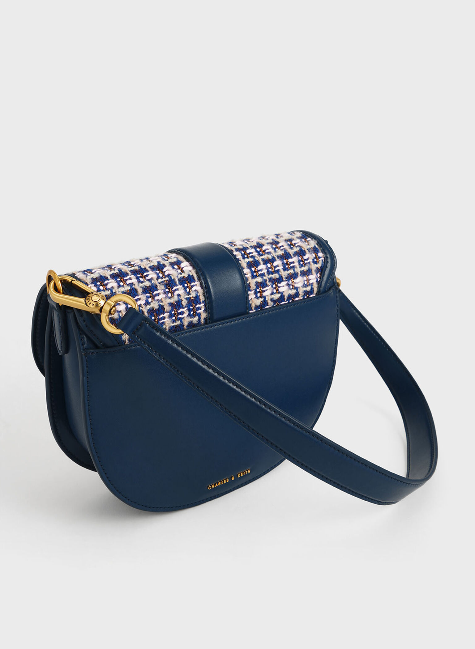 Gabine Tweed Saddle Bag, Navy, hi-res