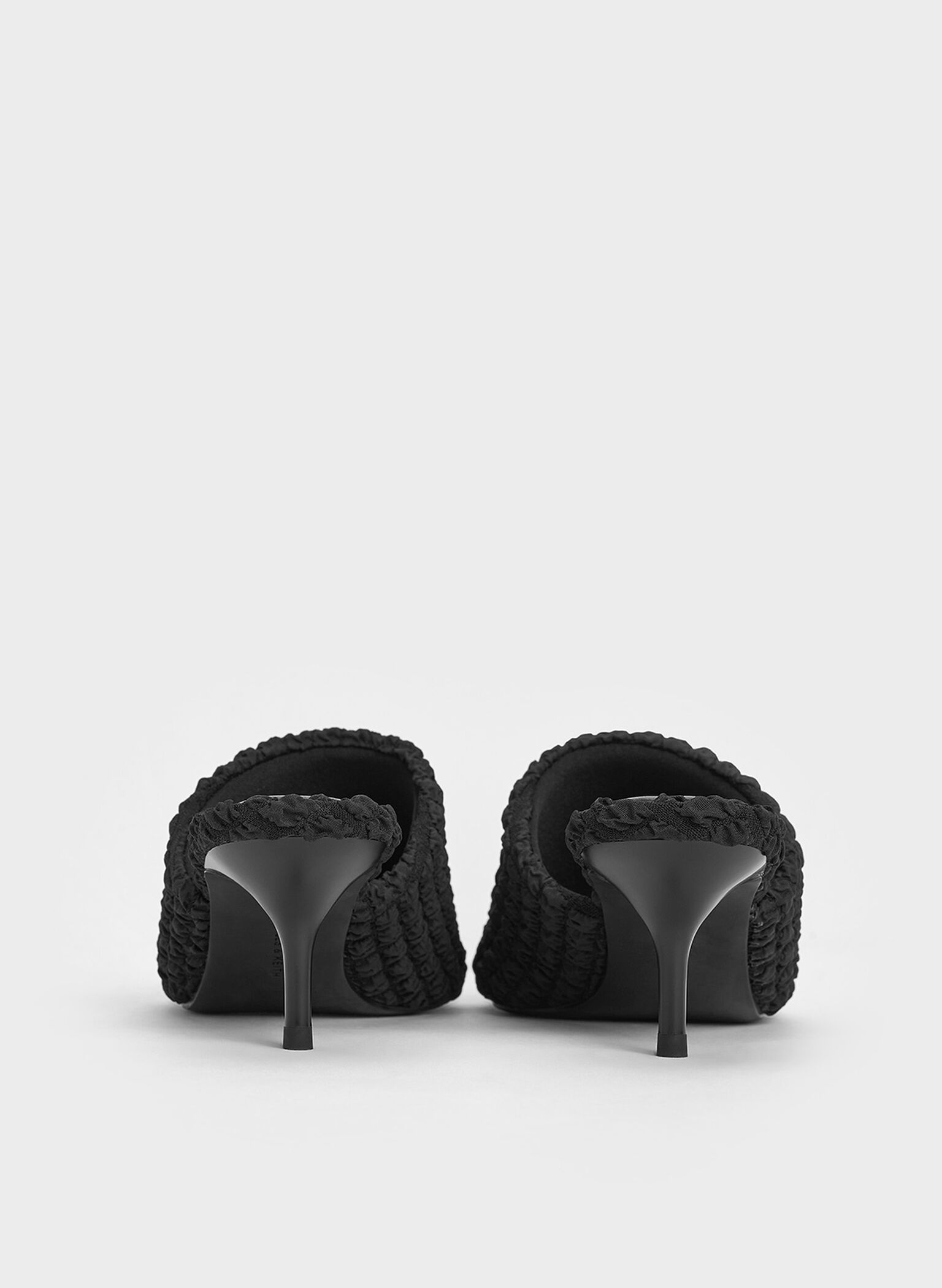 Loren Textured Kitten-Heel Mules, Black Textured, hi-res