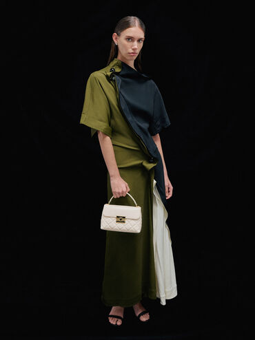 Alva Quilted Top Handle Bag, Cream, hi-res