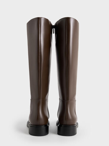 Side-Zip Knee-High Riding Boots, Brown, hi-res