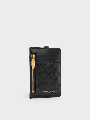 Wisteria Quilted Braided-Strap Card Holder, Black, hi-res