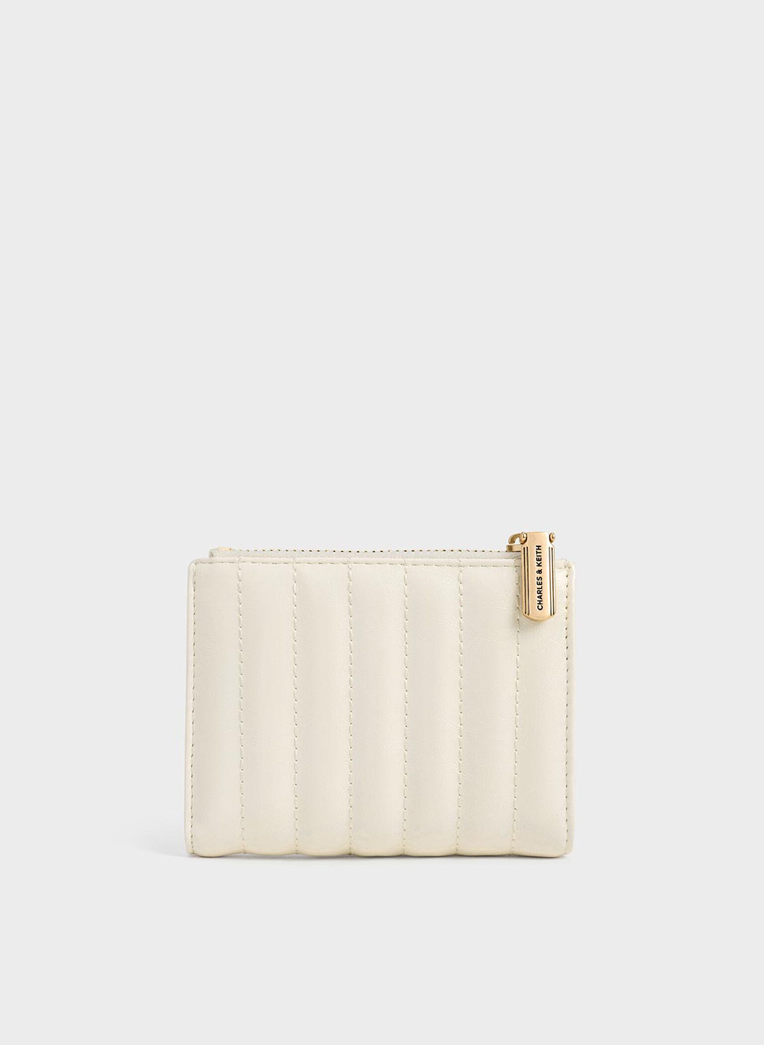 Donna Crinkle-Effect Panelled Top-Zip Wallet, Cream, hi-res