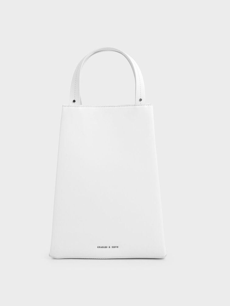 Elongated Top Handle Bag, White, hi-res