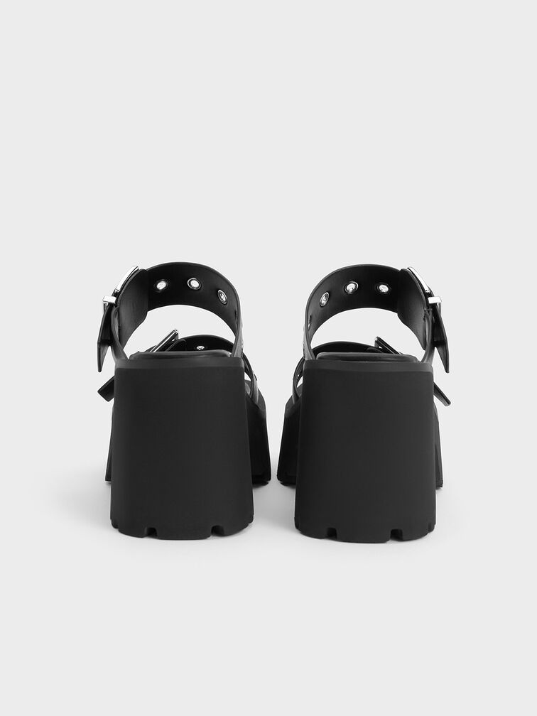 Trill Grommet Double-Strap Platform Mules, Black, hi-res