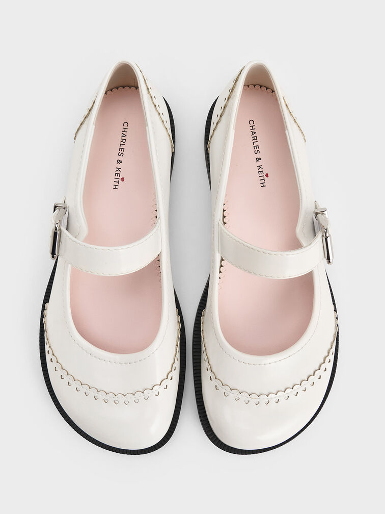 Heart Buckled Mary Janes, White, hi-res