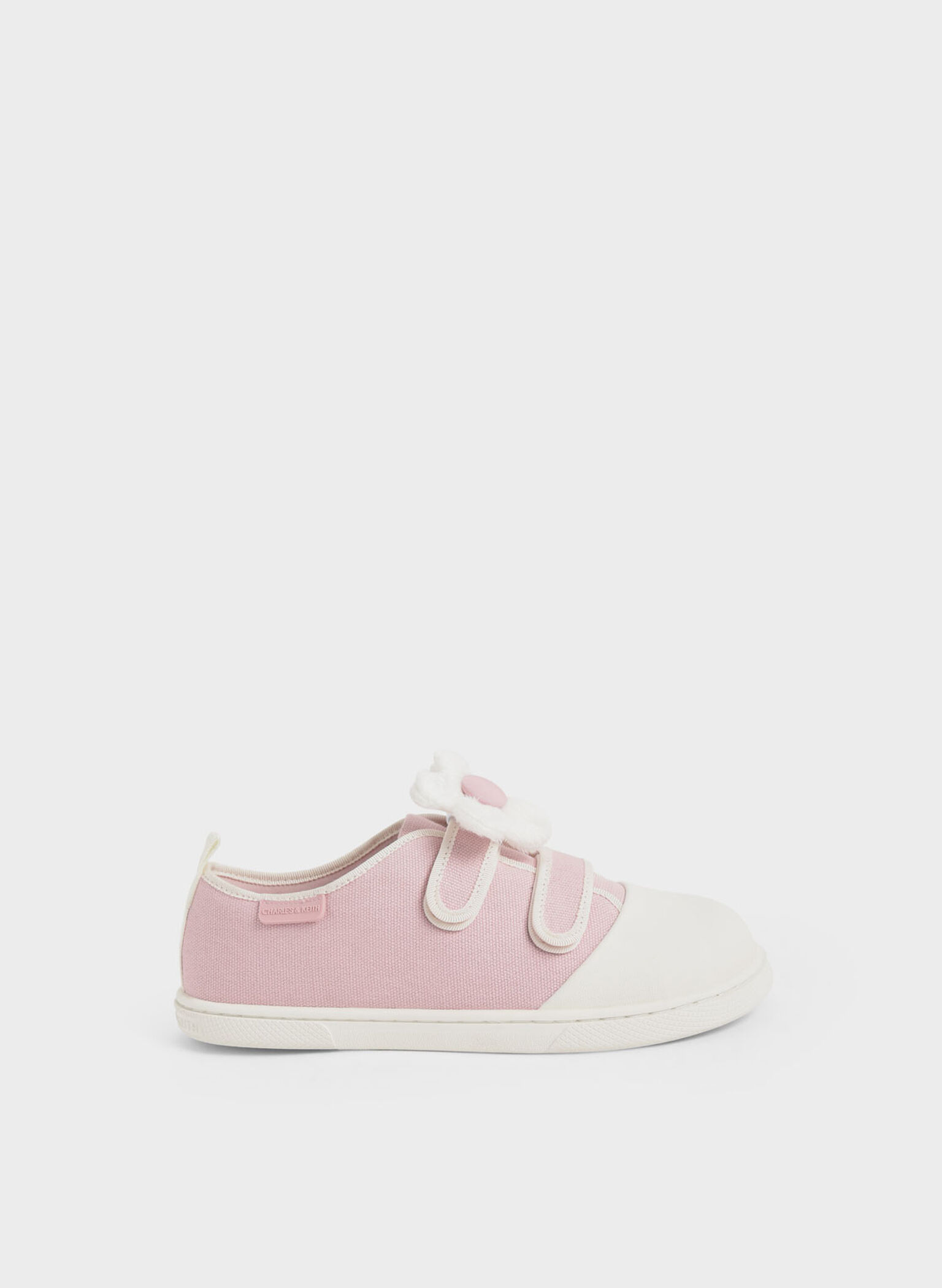 Girls' Flower-Embellished Canvas Sneakers, Light Pink, hi-res