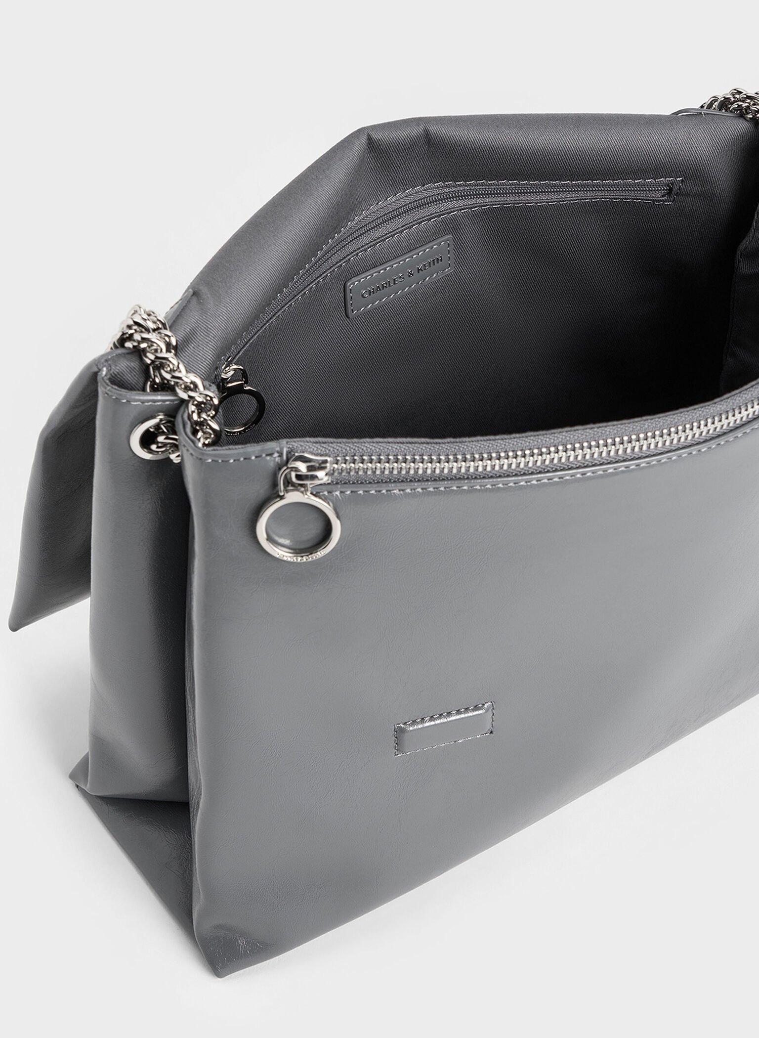 Sianna Chain-Handle Shoulder Bag, Grey, hi-res