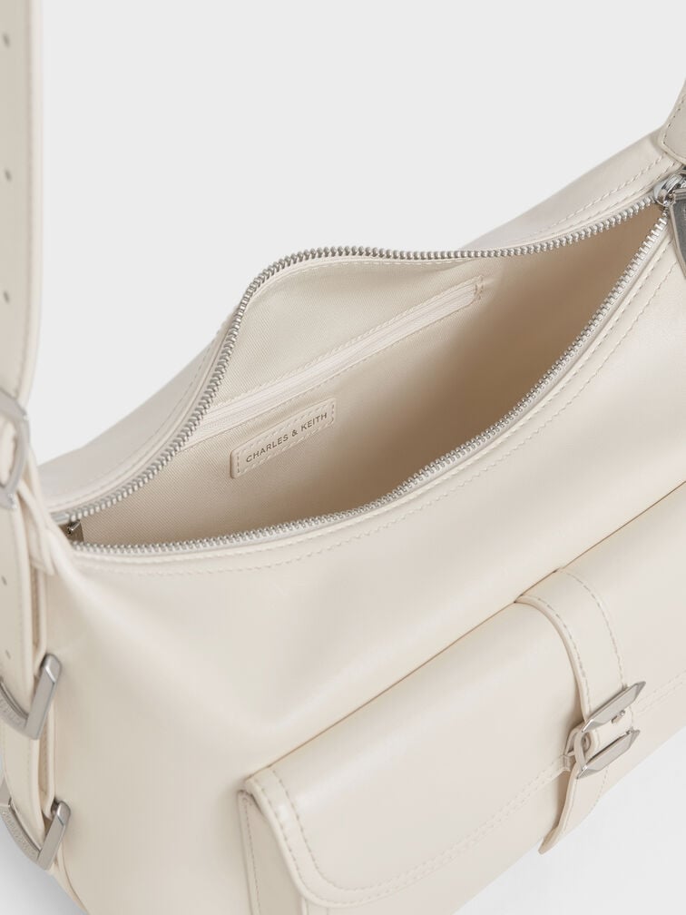 Bryna Belted Hobo Bag, Cream, hi-res