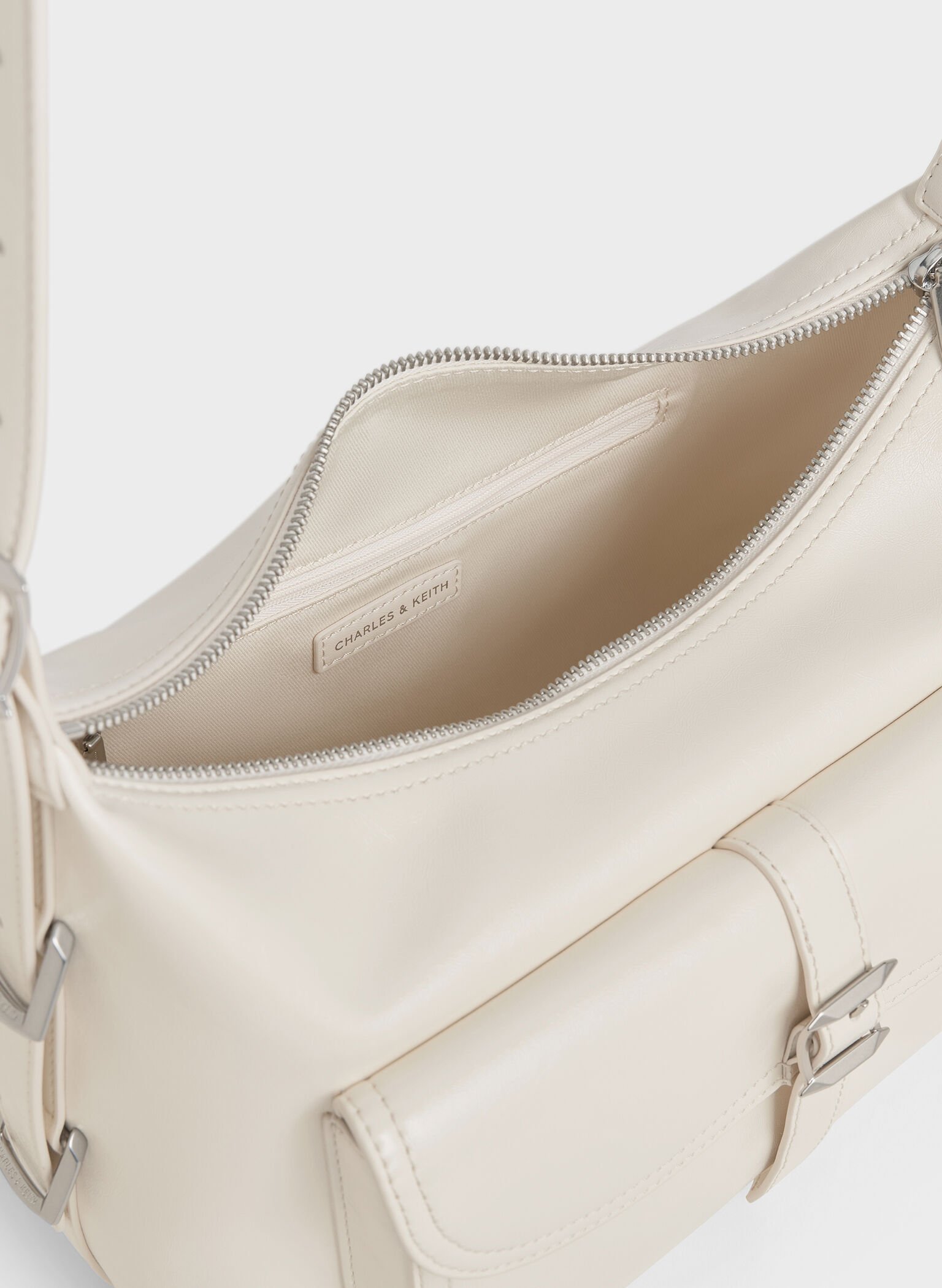 Bryna Belted Hobo Bag, Cream, hi-res