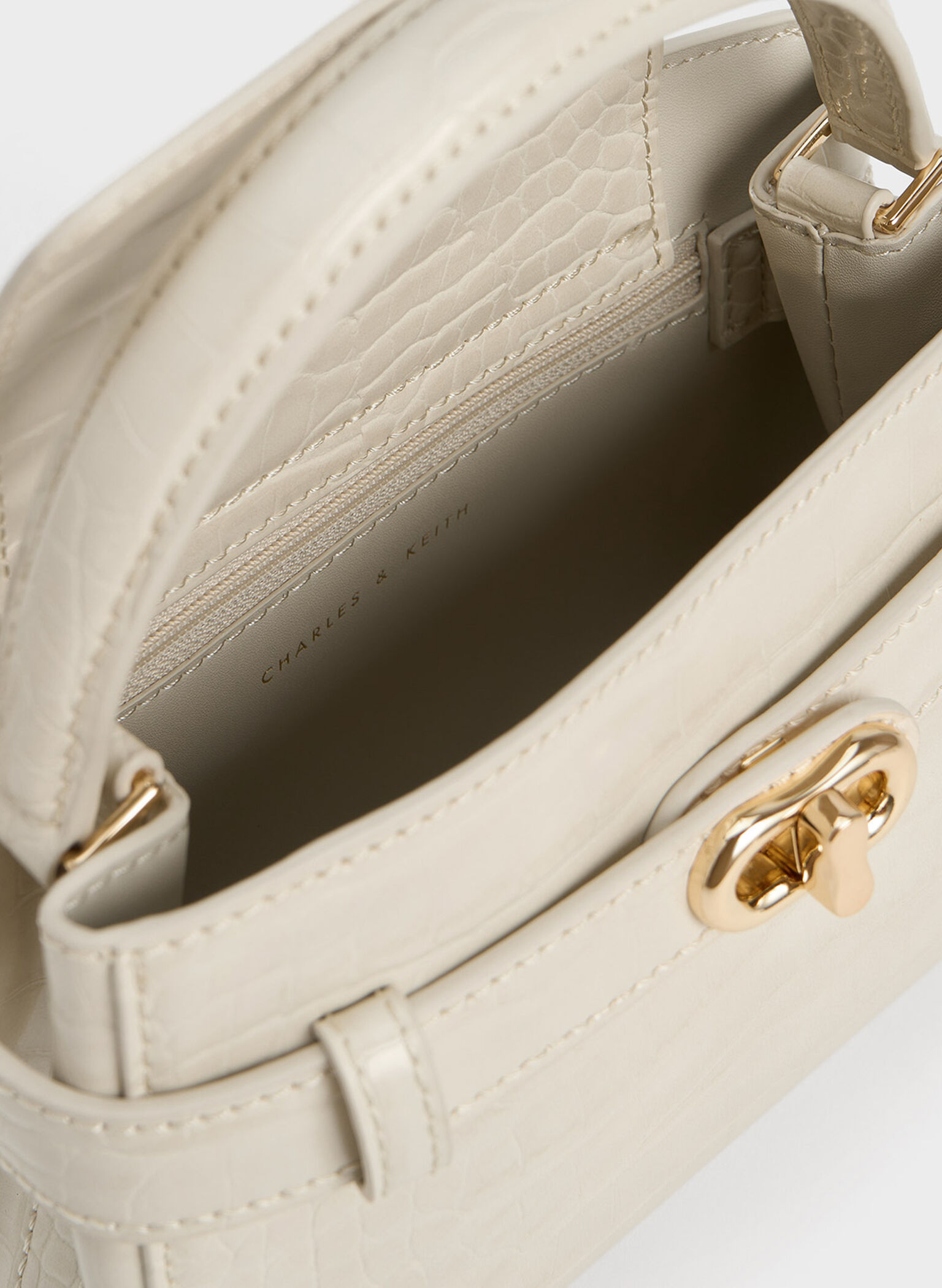 Aubrielle Croc-Effect Top Handle Bag, Ivory, hi-res