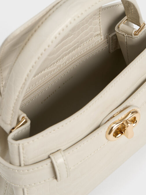 Aubrielle Croc-Effect Top Handle Bag, Ivory, hi-res