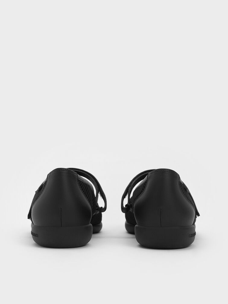 Mesh Mary Jane Sneakers, Black Textured, hi-res