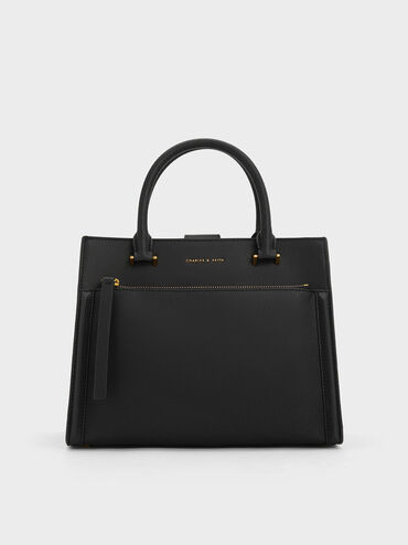 Anwen Structured Tote Bag, Black, hi-res