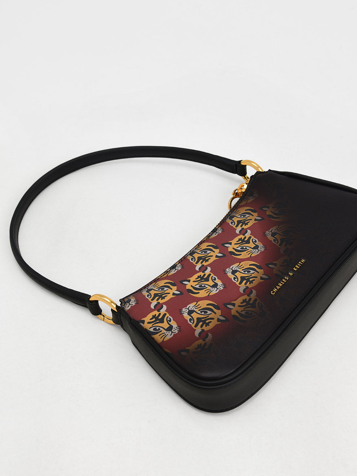 Lunar New Year Collection: Tiger-Print Heat Reactive Hobo Shoulder Bag, Red, hi-res