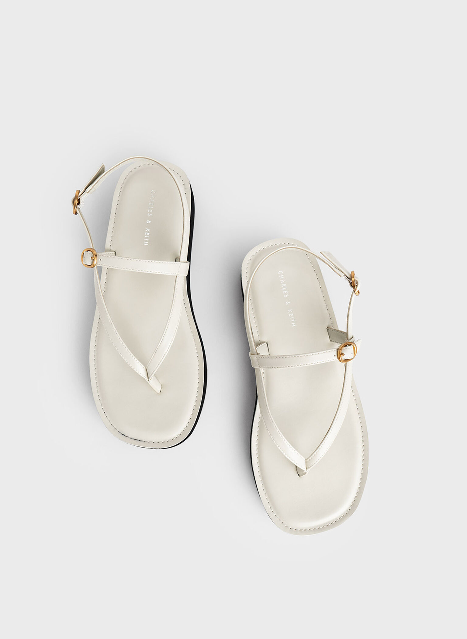 Strappy Flatform Thong Sandals, Chalk, hi-res