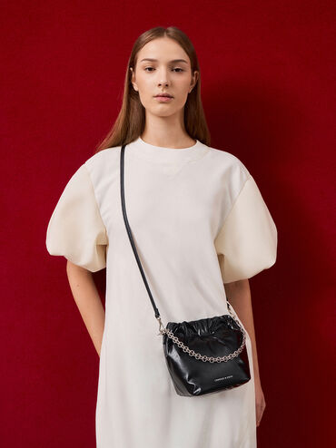 Caia Knotted Dumpling Bag, Noir, hi-res