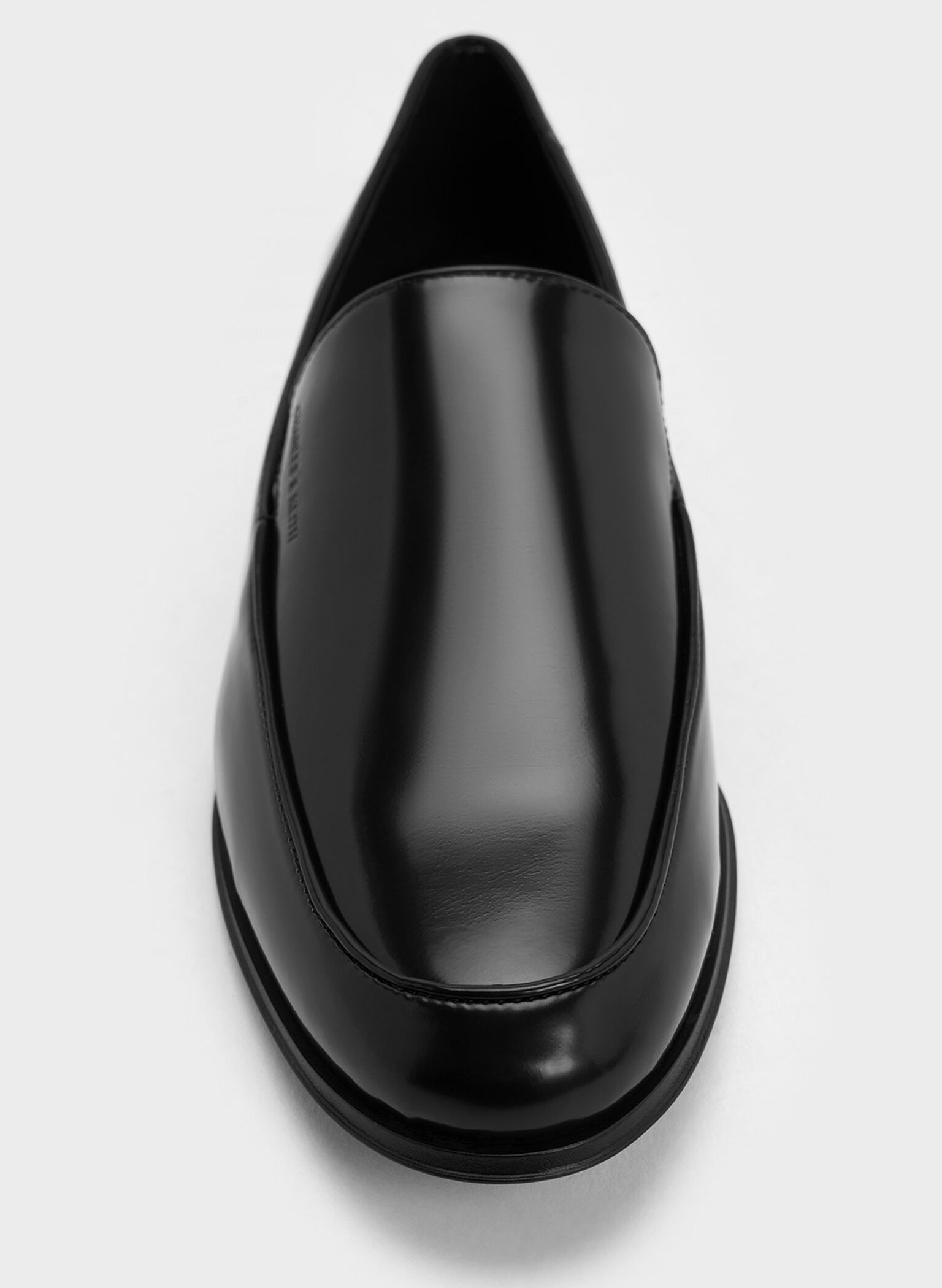 Almond-Toe Stitch-Trim Loafers, Black Box, hi-res