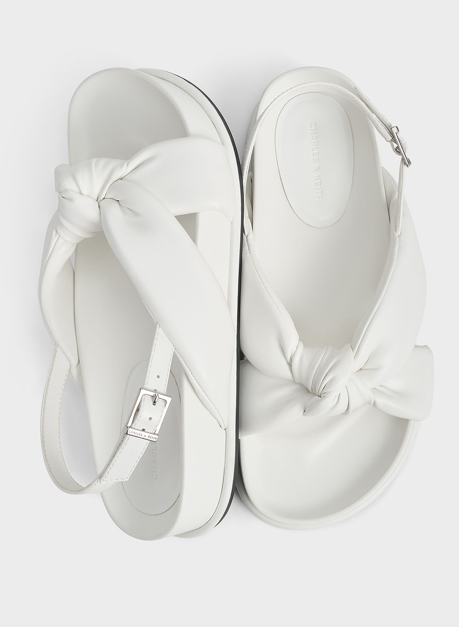 Rosetta Knotted Puffy Sandals, White, hi-res