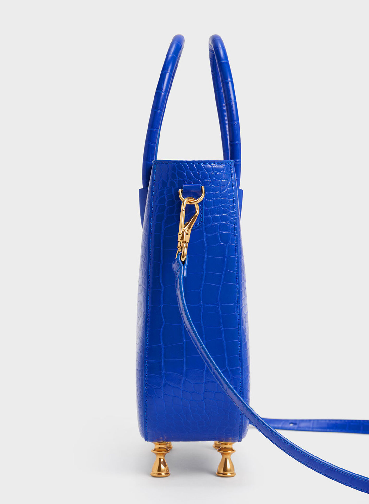 Meriah Croc-Embossed Tote Bag, Cerulean, hi-res