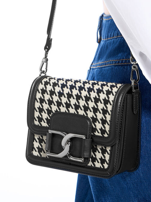 Gabine Houndstooth Leather Crossbody Bag, Multi, hi-res