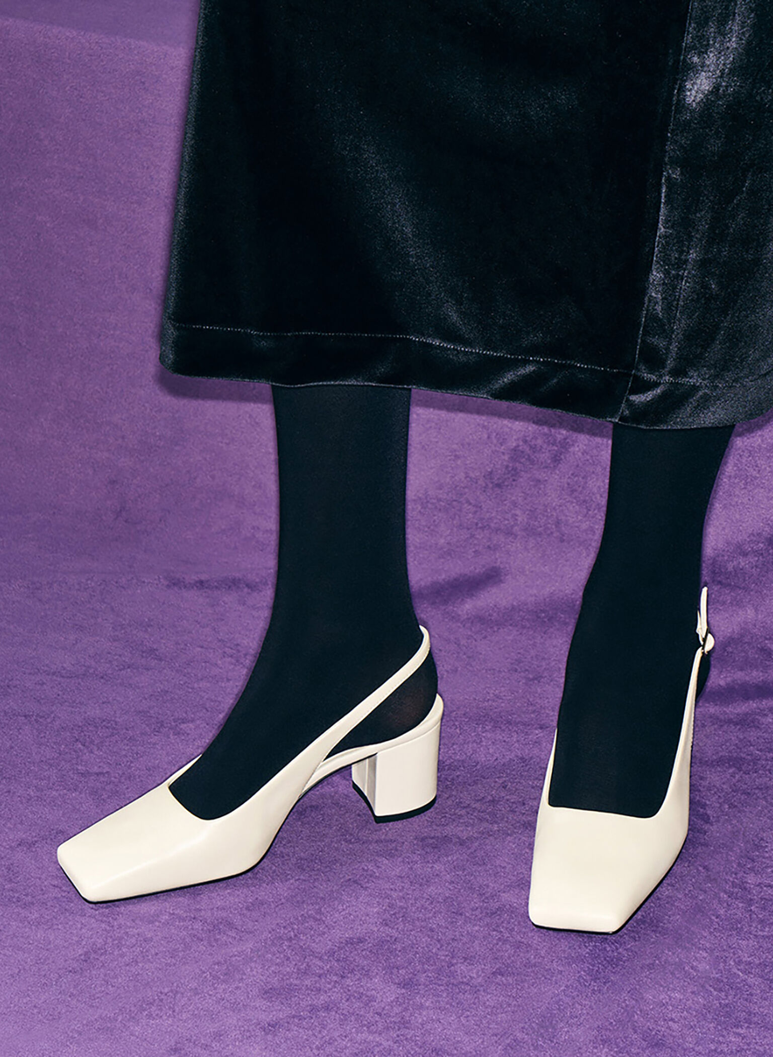 Square-Toe Slingback Pumps, Chalk, hi-res