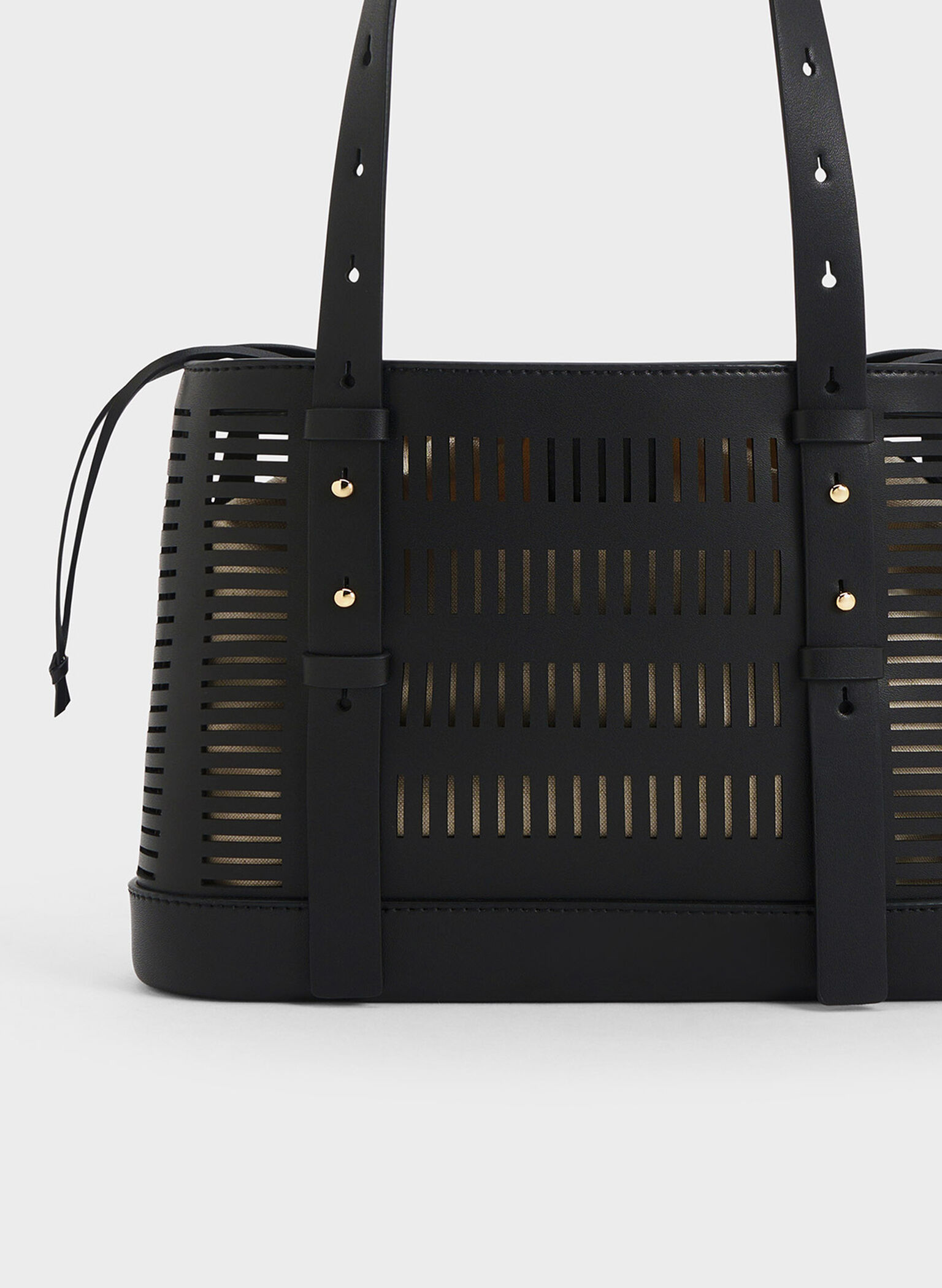 Delphi Cut-Out Bucket Bag, Black, hi-res