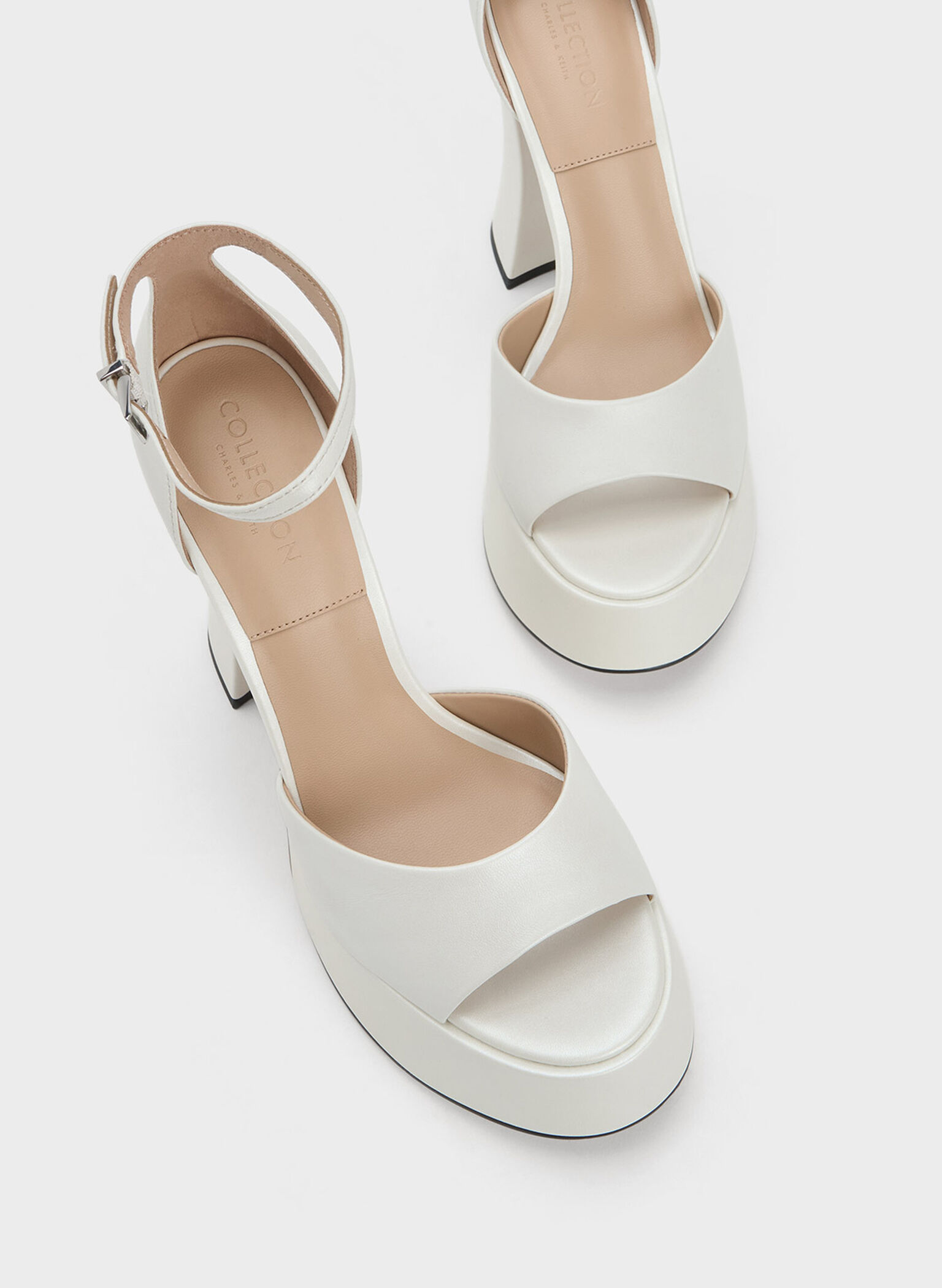 Michelle Leather Platform Sandals, White, hi-res