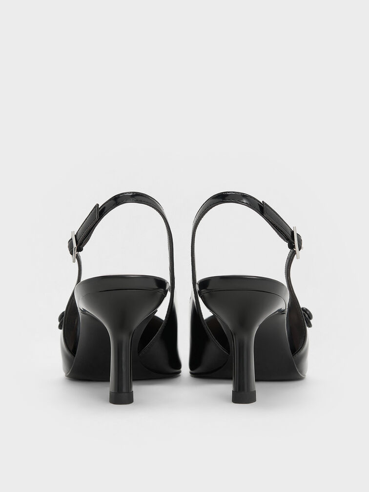 Pointed-Toe Mary Jane Slingback Pumps, Black Box, hi-res