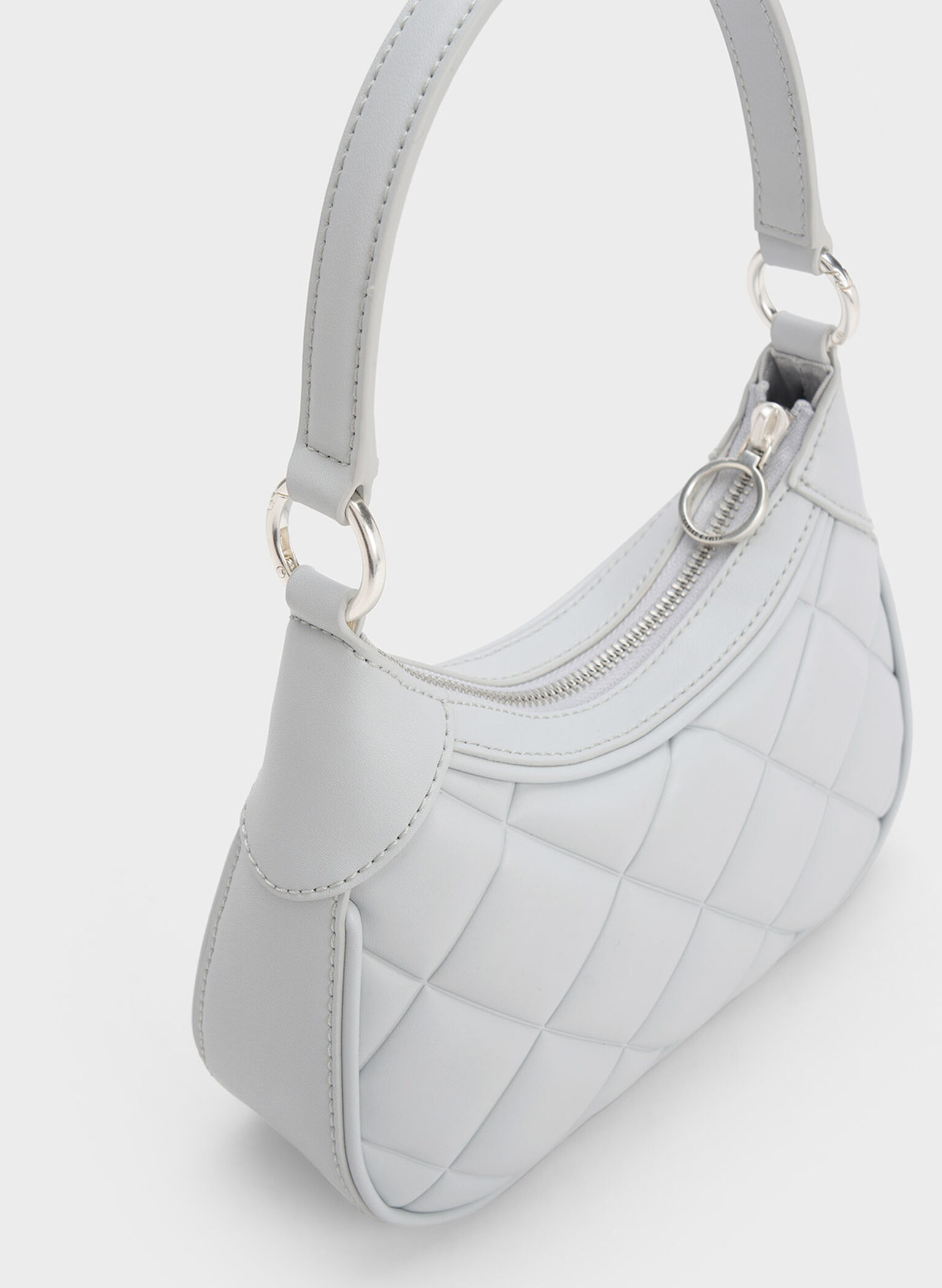Mini Alcott Scarf Handle Quilted Bag, Light Grey, hi-res