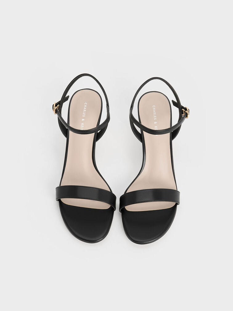 Oleana Clear Trapeze Heel Sandals, Black, hi-res