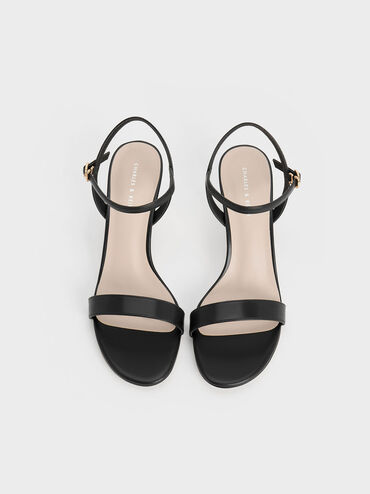 Oleana Clear Trapeze Heel Sandals, Black, hi-res