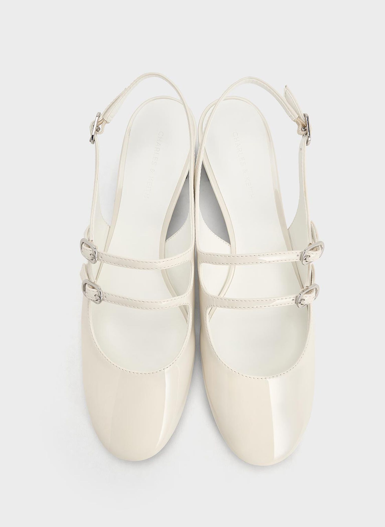 Clementine Double-Strap Slingback Mary Jane Pumps, Chalk, hi-res