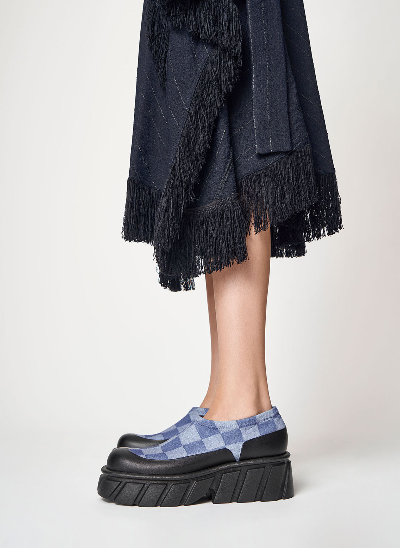 Aberdeen Checkered Denim Slip-On Sneakers, Multi, hi-res