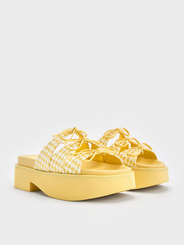 Dorri Houndstooth Triple-Bow Platform Sandals, Yellow, hi-res