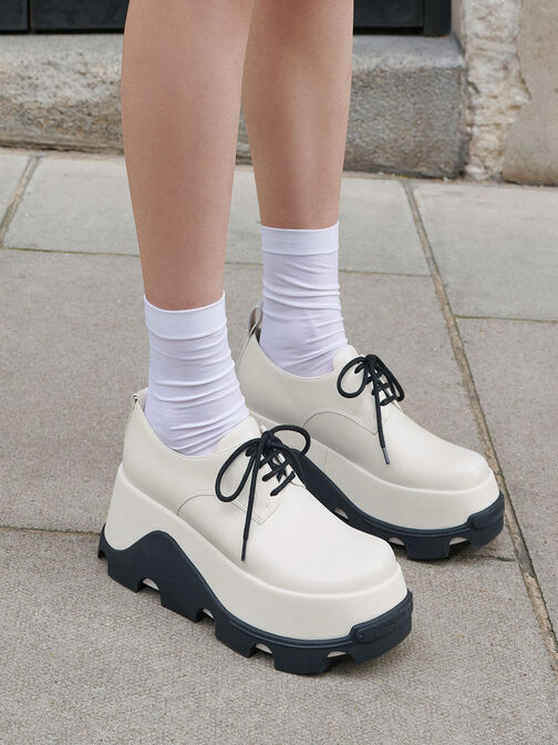 Triana Two-Tone Chunky Oxfords, White, hi-res
