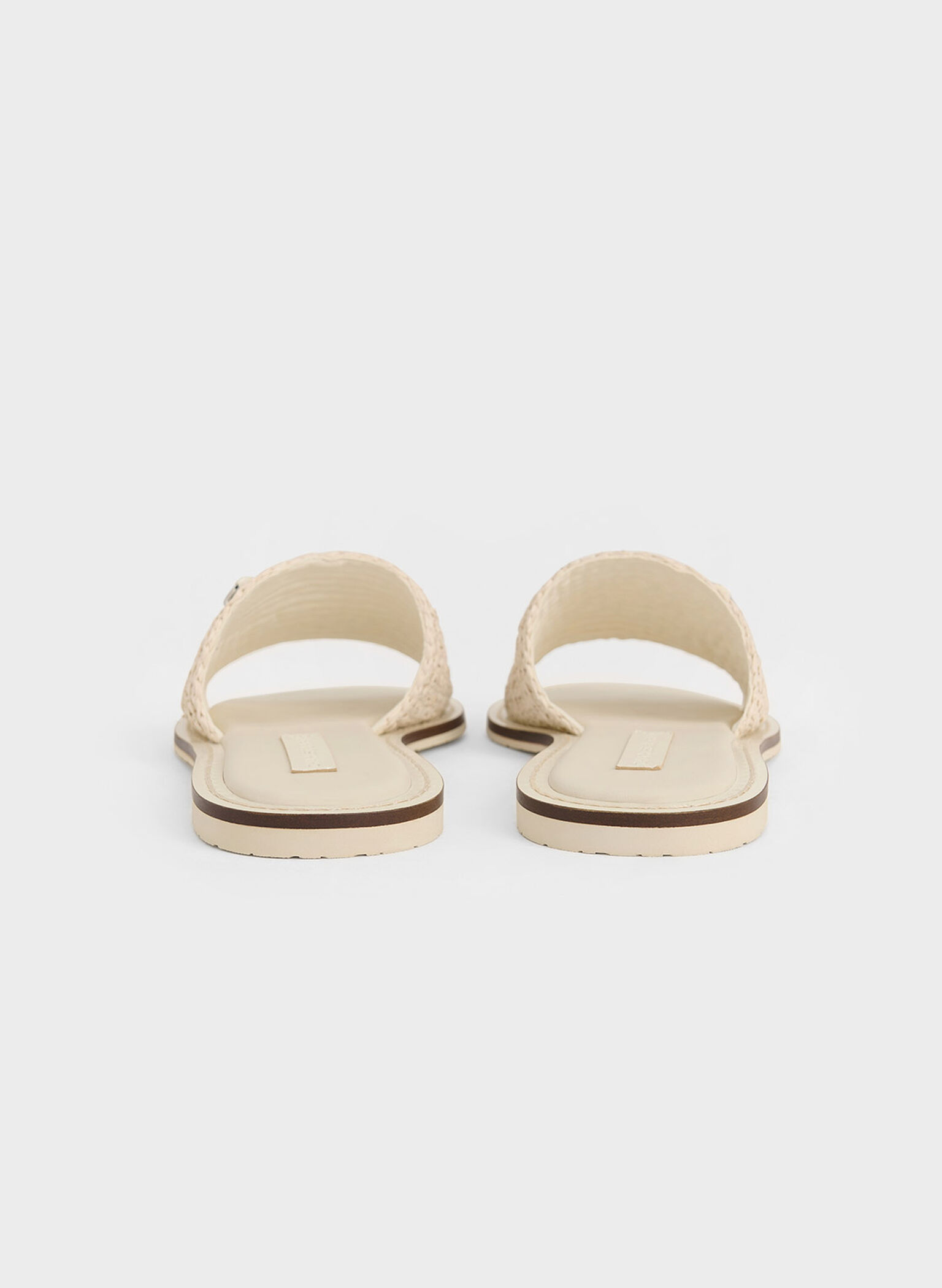 Raffia Woven Slide Sandals, Chalk, hi-res