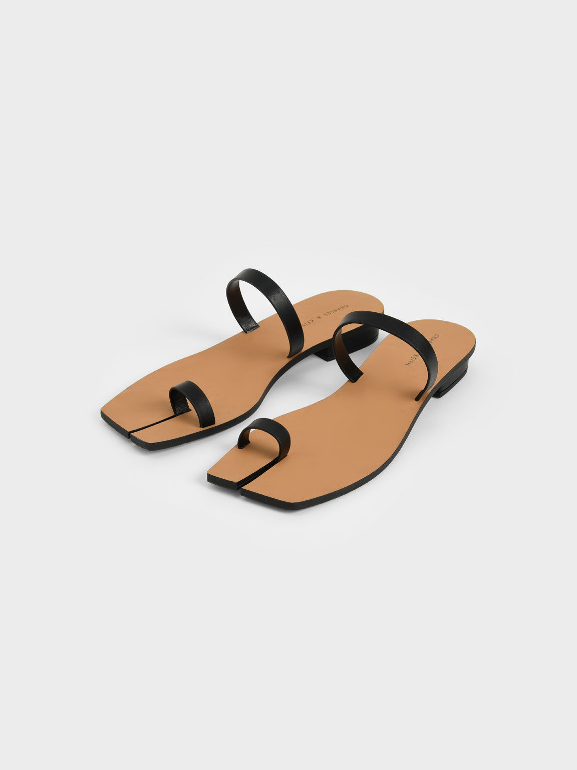 Toe Ring Flat Sandals, Black, hi-res