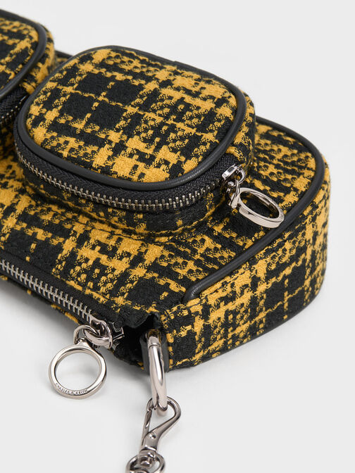 Woven Check-Print Shoulder Bag, Multi, hi-res