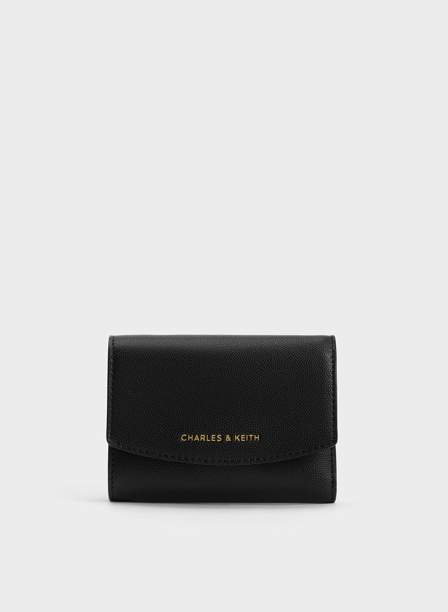 Briony Curved Flap Wallet, Black, hi-res
