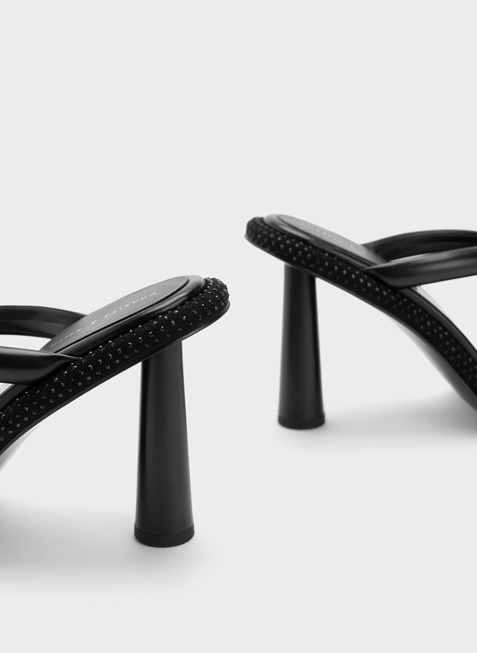 Crossover Crystal-Embellished Mules, Black, hi-res