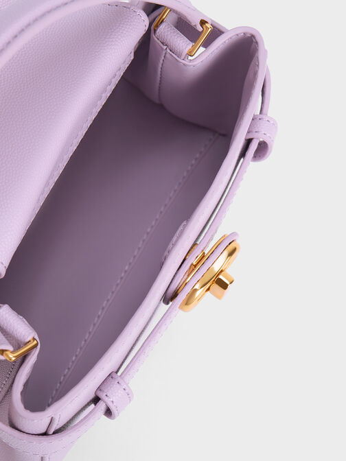 Aubrielle Metallic-Buckle Top Handle Bag, Lilac, hi-res