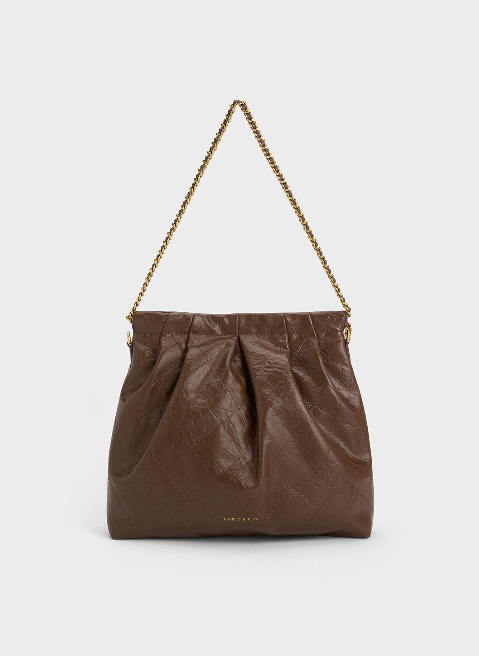 Duo Double Chain Hobo Bag, Dark Brown, hi-res